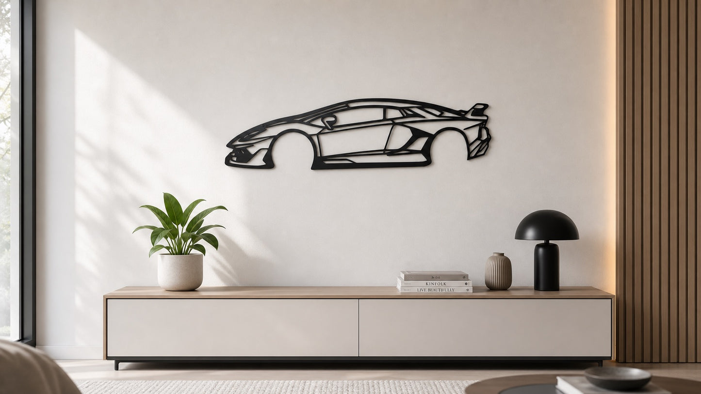 Exotic Supercar Silhouette Metal Wall Art
