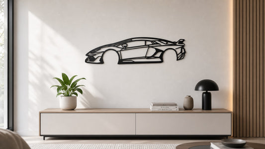 Exotic Supercar Silhouette Metal Wall Art