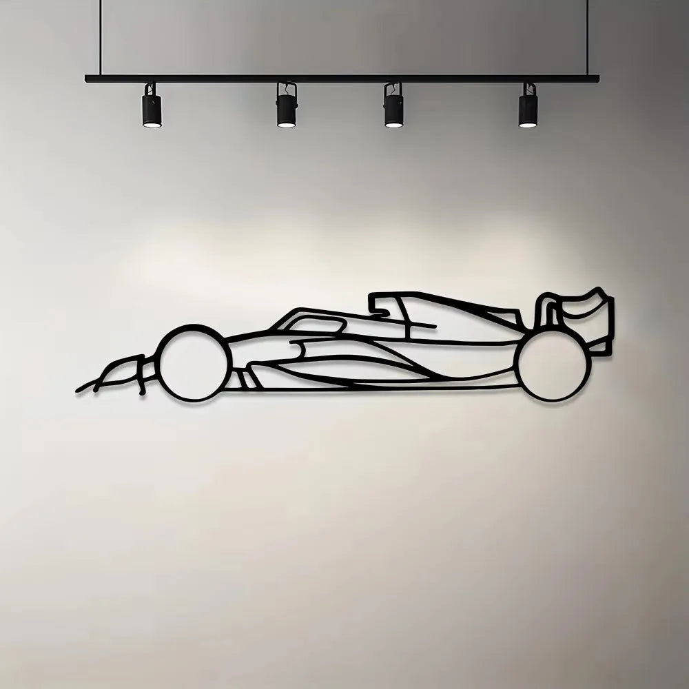 Formula Racer Silhouette Metal Wall Art