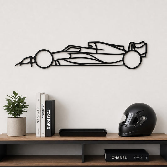 Formula Racer Silhouette Metal Wall Art