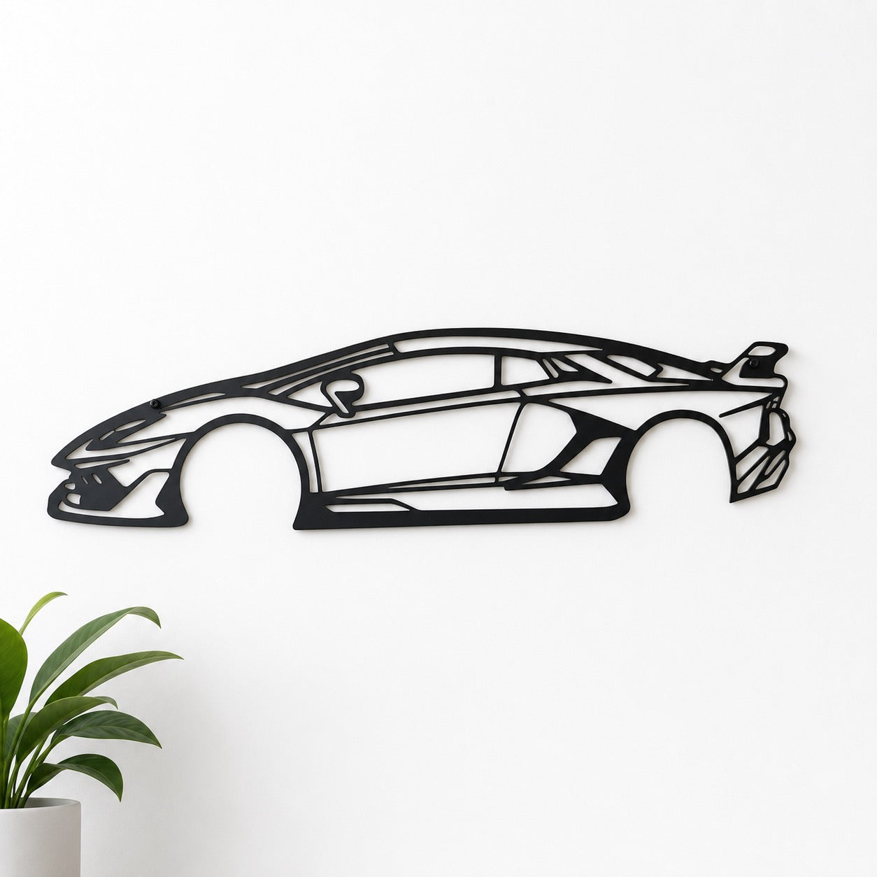 Exotic Supercar Silhouette Metal Wall Art