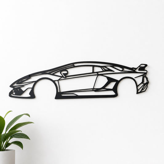 Exotic Supercar Silhouette Metal Wall Art