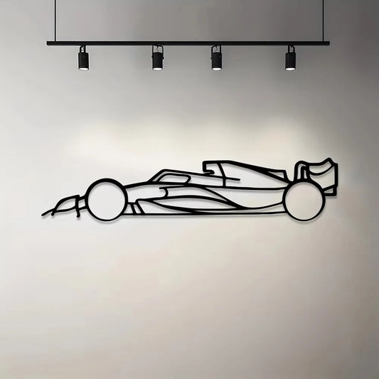 Formula Racer Silhouette Metal Wall Art